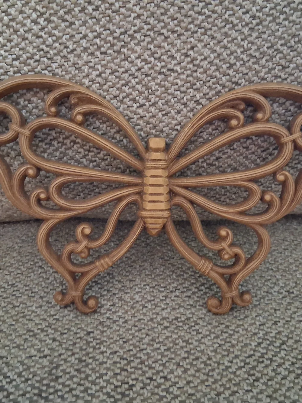 Vintage Homco Faux Wicker Butterfly Wall Hanging